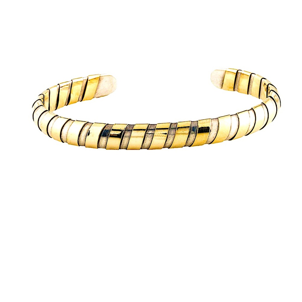 CARTIER VINTAGE & VERY RARE TUBOGAS 18K YELLOW GOLD & Sterling Cuff.  30 Grams - Picture 8 of 12